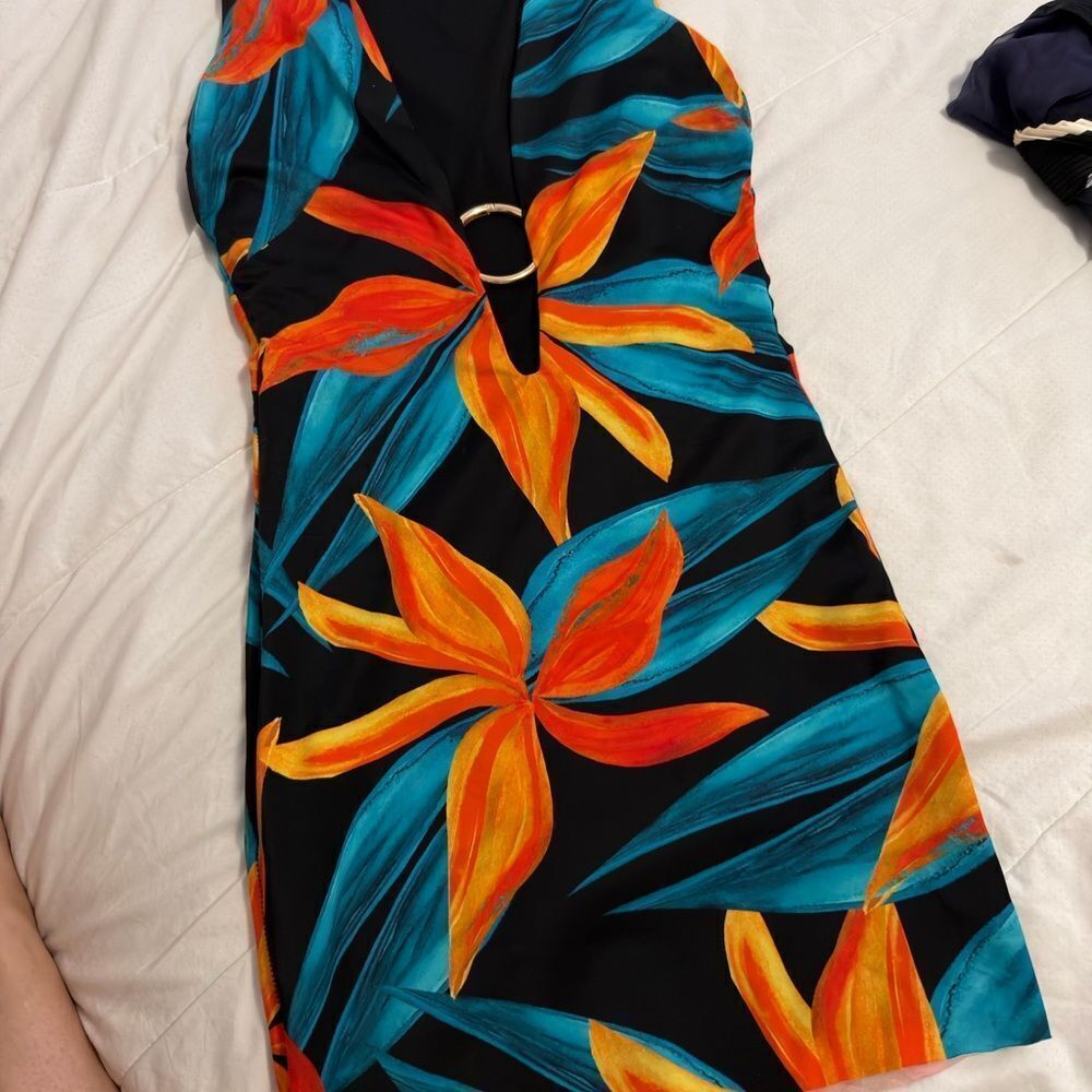 Louisa Ballou Vibrant Floral Swimsuit coverup mini dress M - Picture 8 of 8